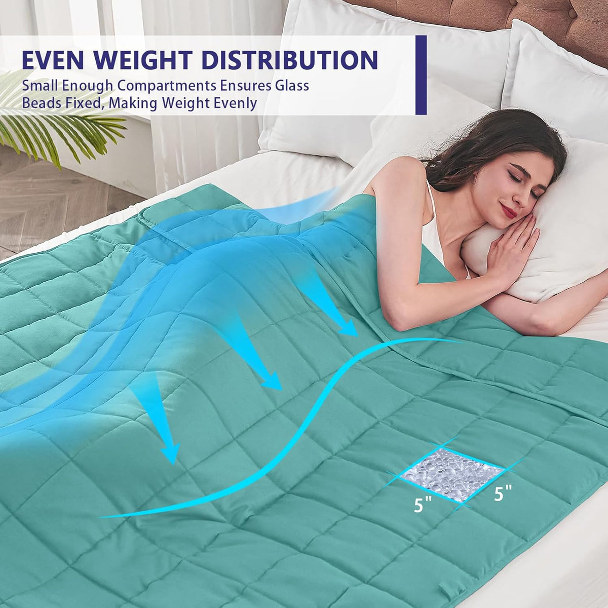 yescool King Size Weighted Blanket for Adults (25 lbs, 80” x 87”, Teal) Cooling Heavy Blanket for Sleeping Perfect for 240-260 lbs, Breathable Blanket for Adults & Couple All Season, Machine Washable