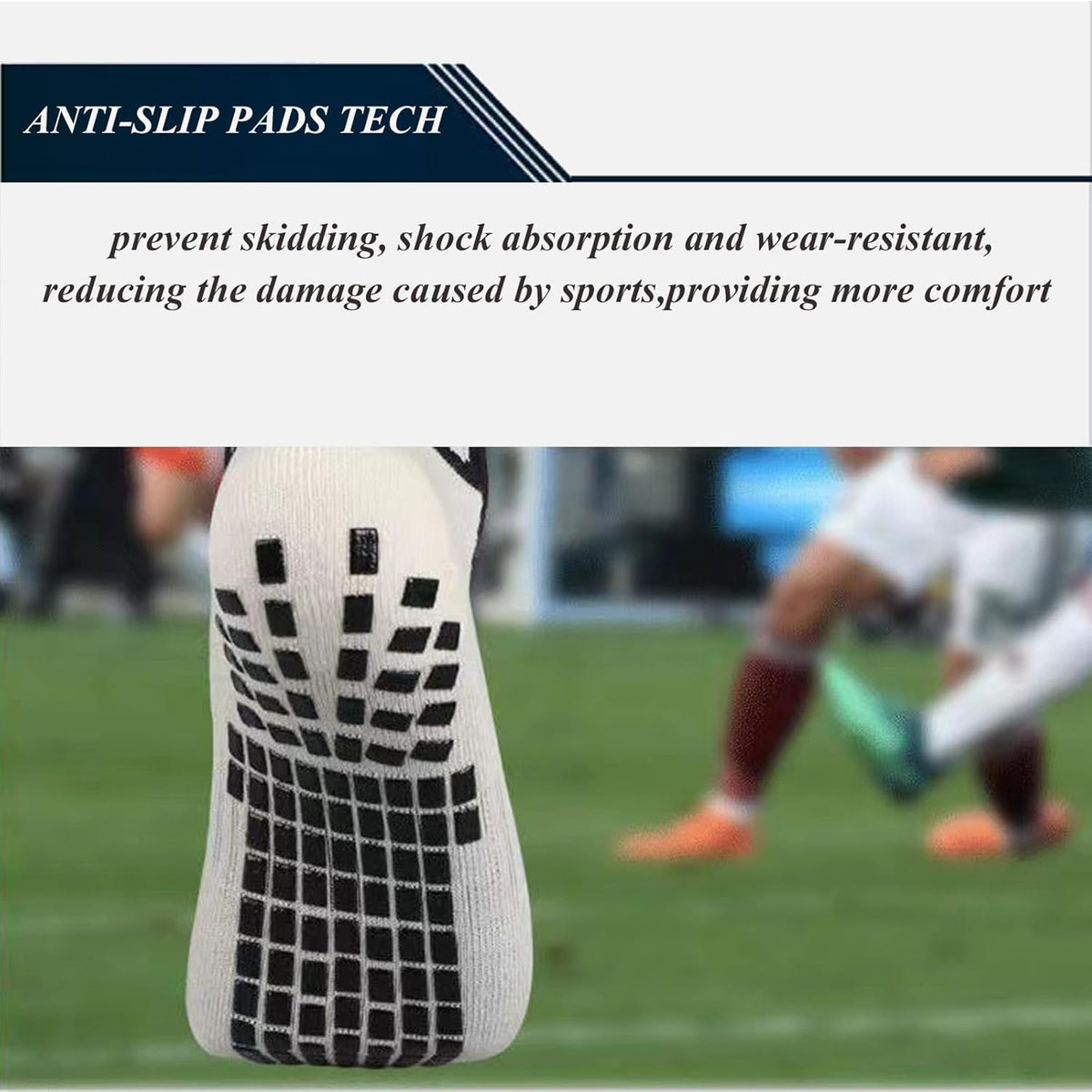 Men's Soccer Non Skid Ball Socks Anti Slip Grip Non Slip Socks, Shin Guard Sleeves, With Or Without Guard Straps for Football