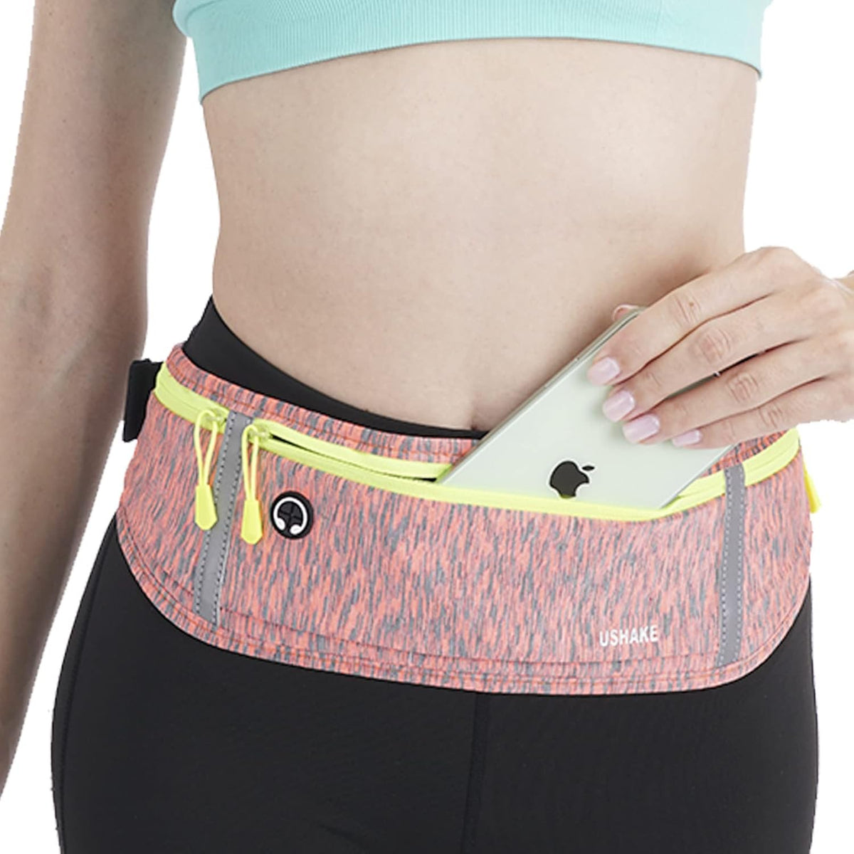 USHAKE Slim Running Belt, Workout Fanny Pack for Men Women,Exercise Waist Pack for Apple iPhone Holder, Runner Belt for Running Walking Cycling Camping Gym