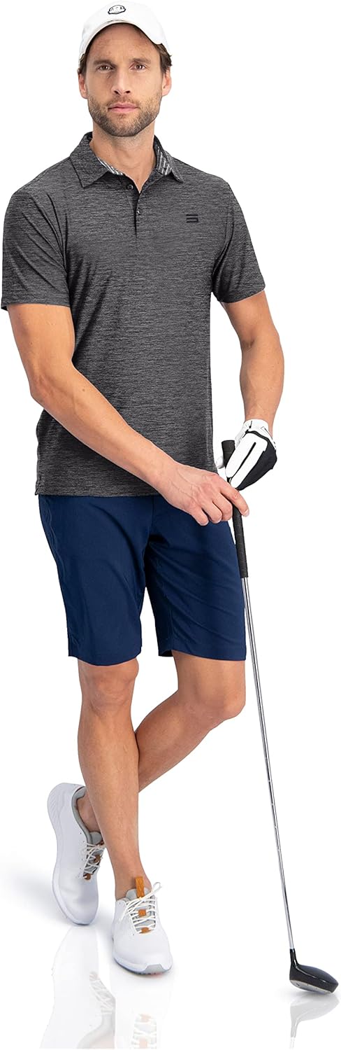 Three Sixty Six Golf Shirts for Men - Dry Fit Short-Sleeve Polo, Athletic Casual Collared T-Shirt