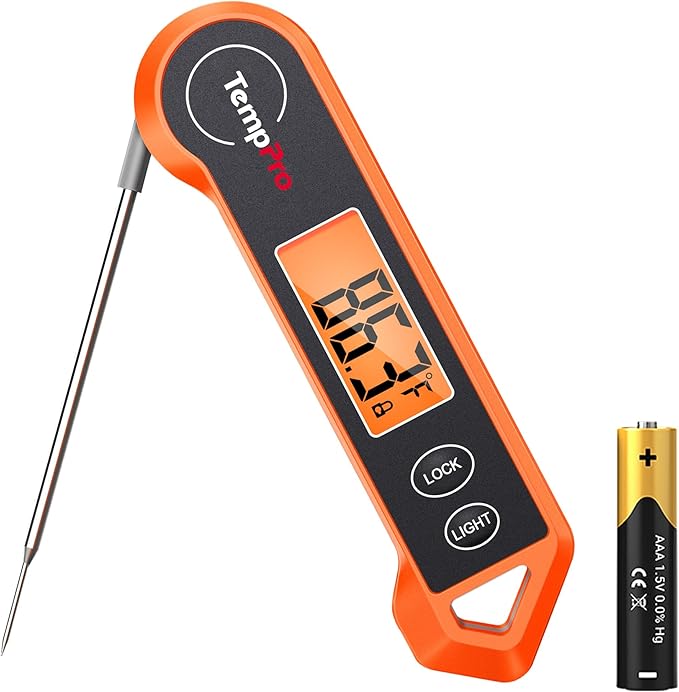 ThermoPro Digital Instant Read Meat Thermometer for Grilling Waterproof Kitchen Cooking Food Thermometer with Ambidextrous Backlit for BBQ Grill Smoker Oil Fry Candy Thermometer