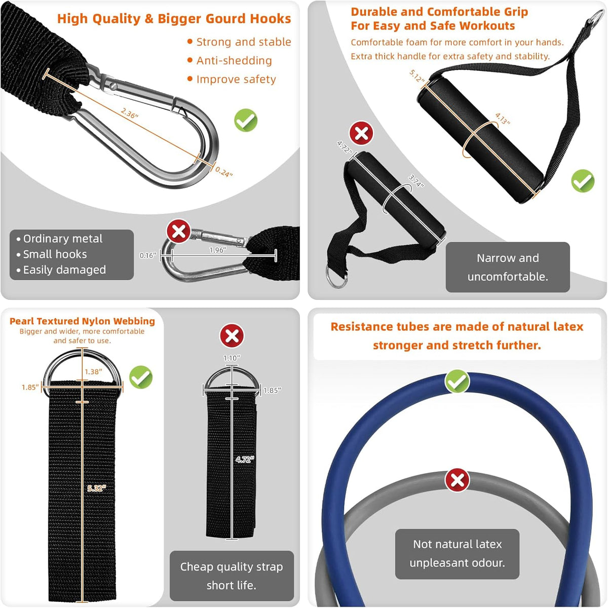 Aihoye Resistance Bands for Working Out, Exercise Bands with Handles, Stretch Bands for Exercise, Workout Bands with Door Anchors for Physical Therapy & Strength Training