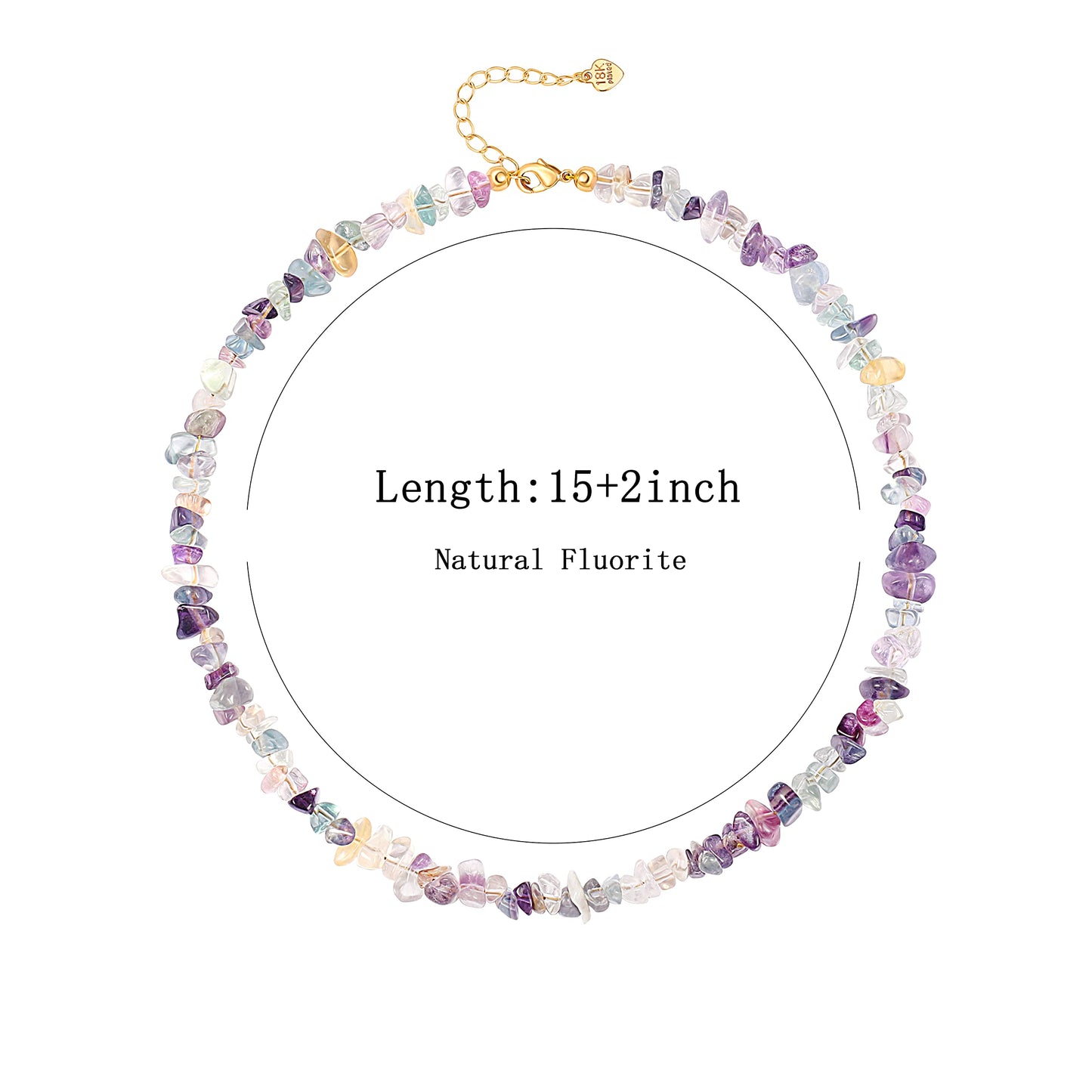 POTESSA Natural Chip Stone Choker Necklace Irregular Rainbow Fluorite Beads Healing Crystal Necklace for Women