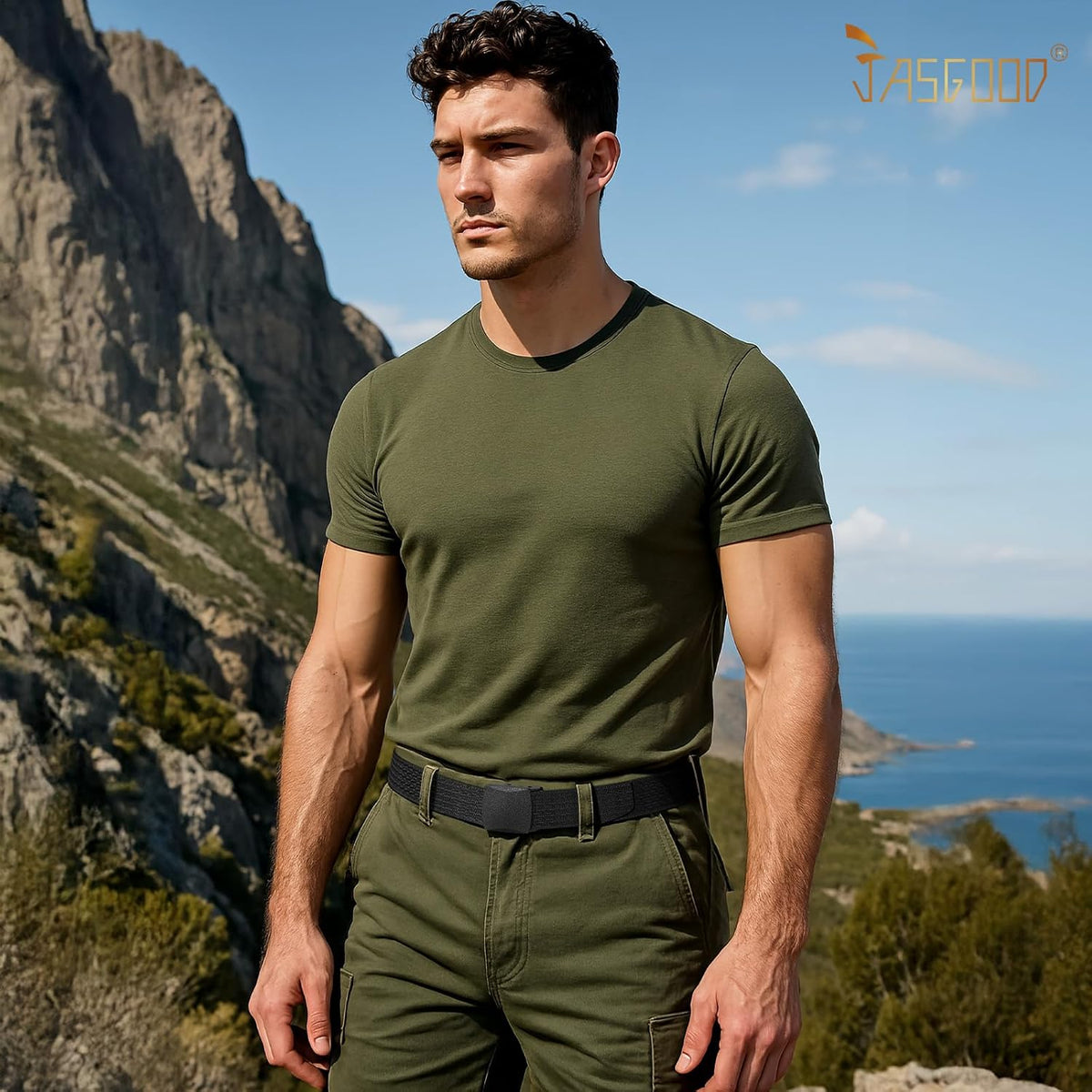 JASGOOD Nylon Canvas Breathable Military Tactical Men Waist Belt With Plastic Buckle