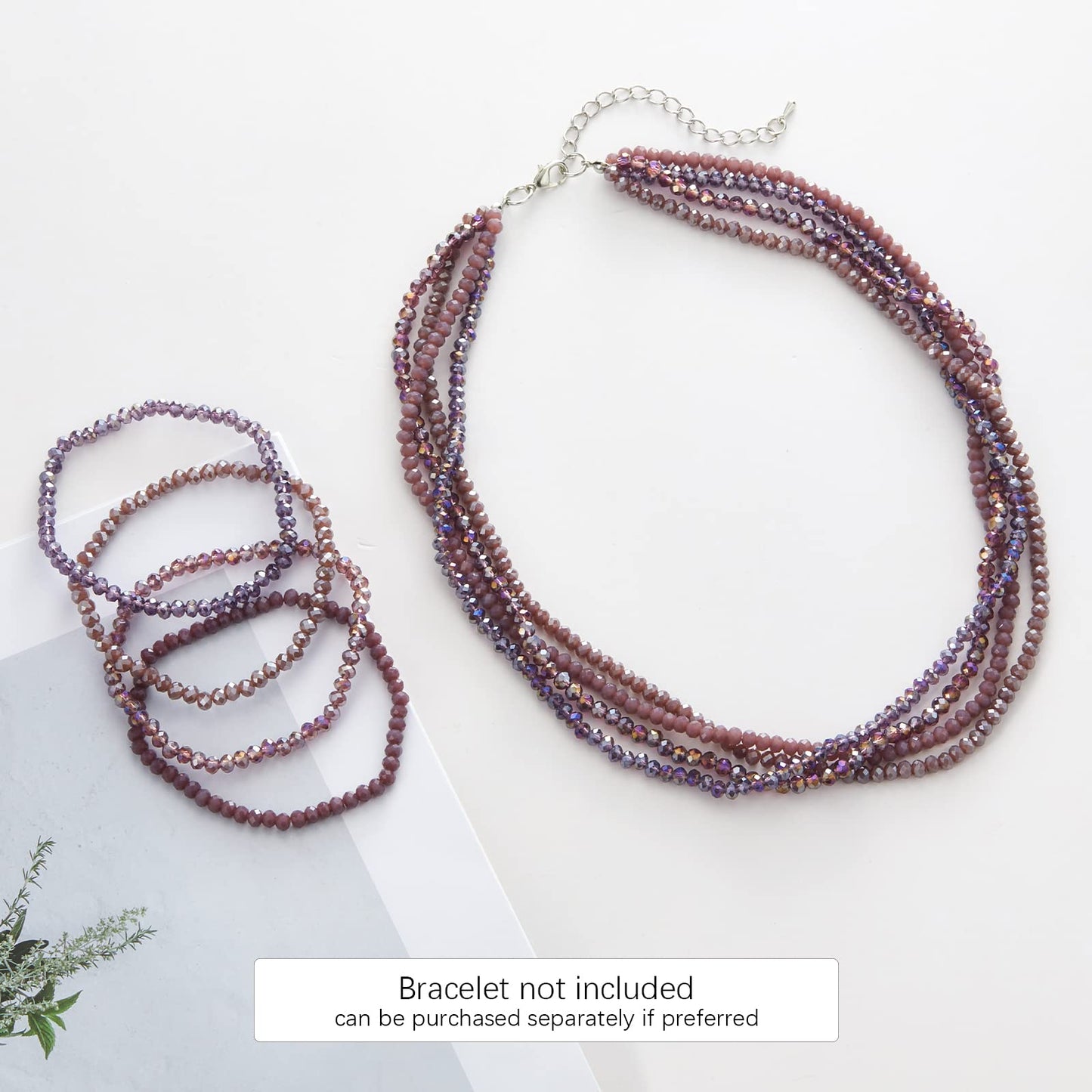 Noessla Multi-layer Crystals Beaded Choker Necklace for Women Colorful Boho Statement Necklace Trendy Costume Party Jewelry Mothers day Gifts for Mom(29-Purple)