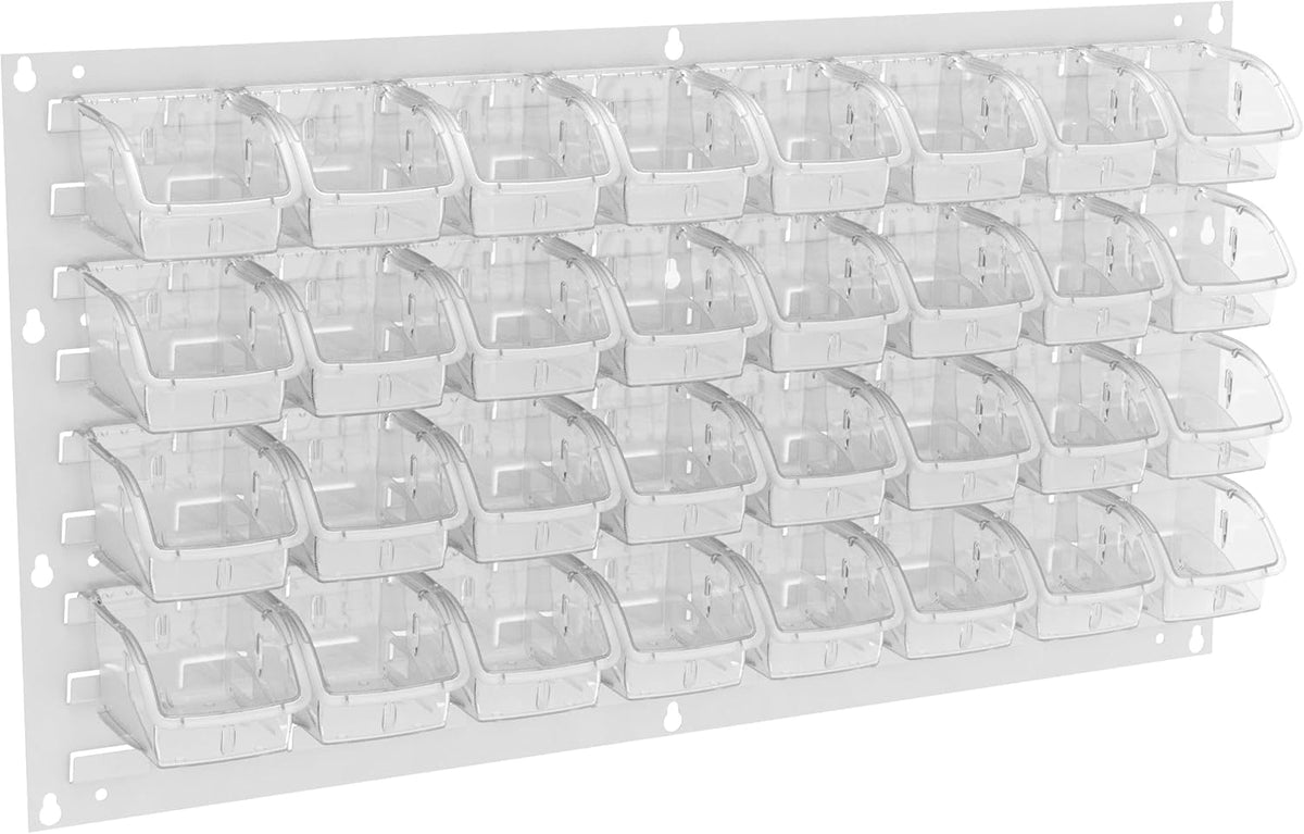 Akro-Mils 30636 Heavy Duty Wall Mount Garage Storage Steel Louvered Panel | Wall Storage Bin Hanging Organizer System for AkroBins, 36-Inch W x 19-Inch H, White, 4 Pack