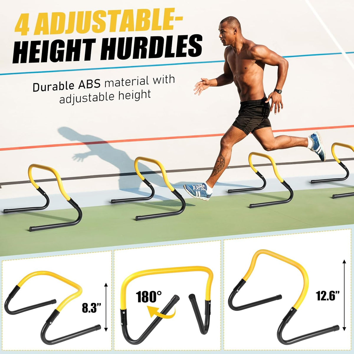 Soccer Training Equipment, Agility Speed Training Set with 20ft Speed Ladder, 12 Cones, 4 Adjustable Hurdles, Jump Rope, Parachute | Ideal for Basketball, Football Practise, for Kids, Youth, Adults