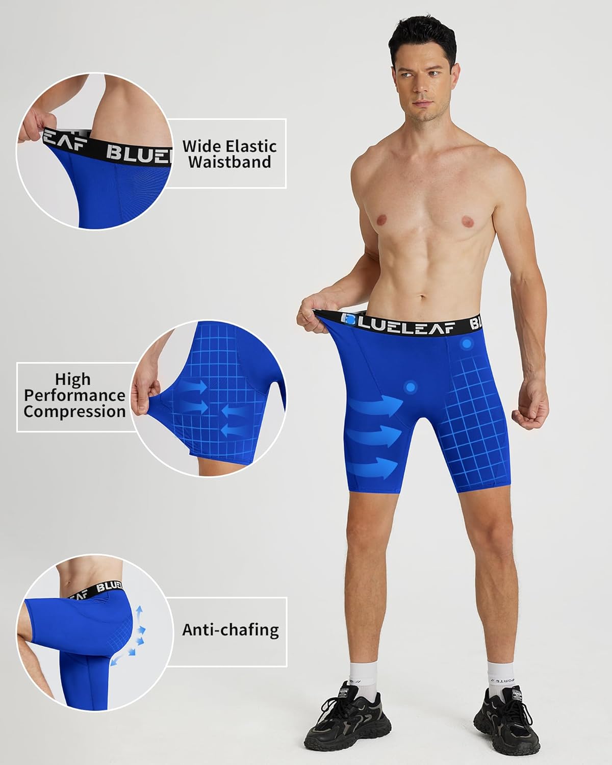 Blueleaf Men's Compression Shorts Sports Running Spandex Shorts Performance Athletic Workout Base Layer Underwear