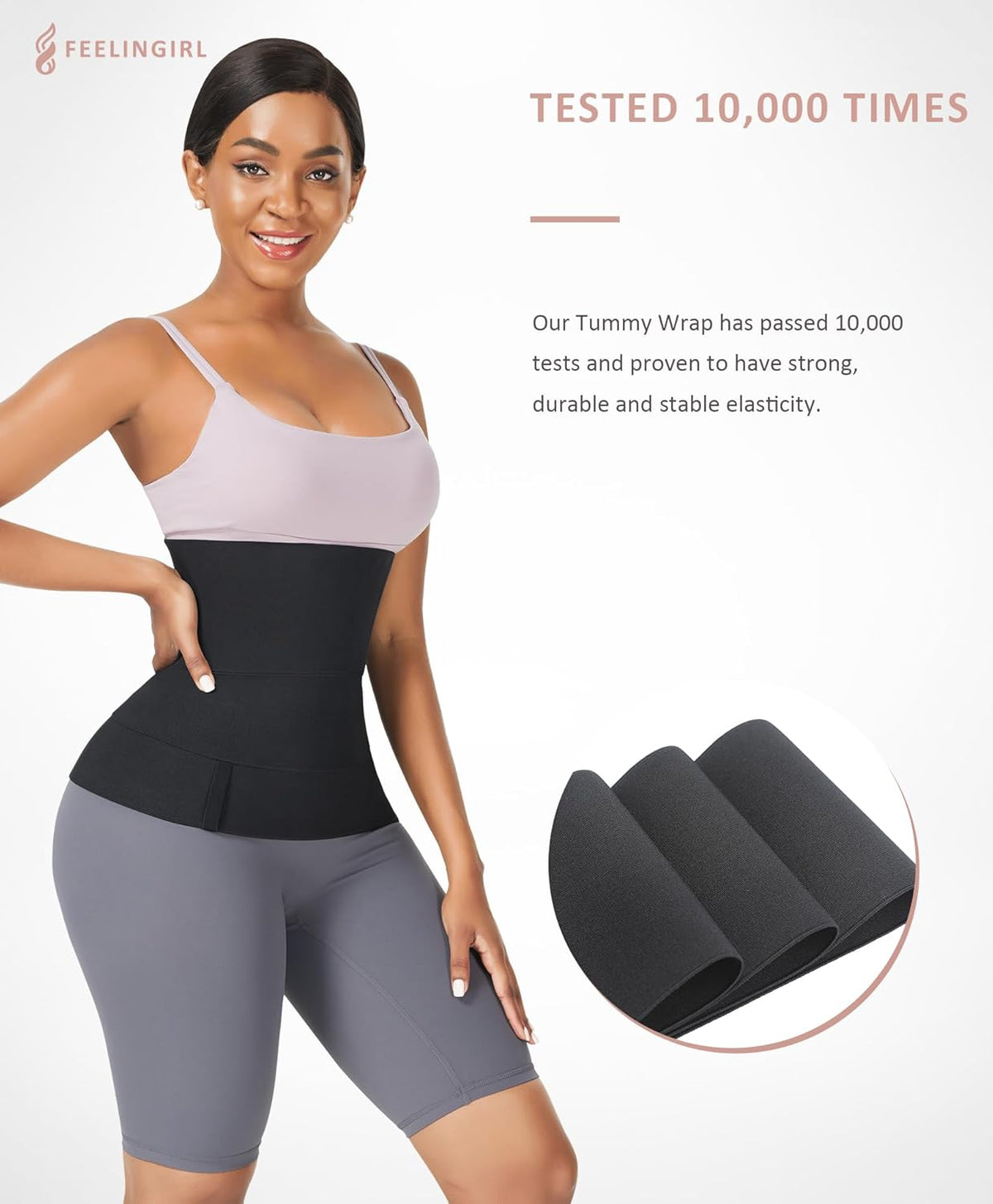 FeelinGirl Waist Trainer for Women Trimmer Belt Waist Cincher Tummy Wrap Plus Size Snatch Me Up Bandage Body Shaper