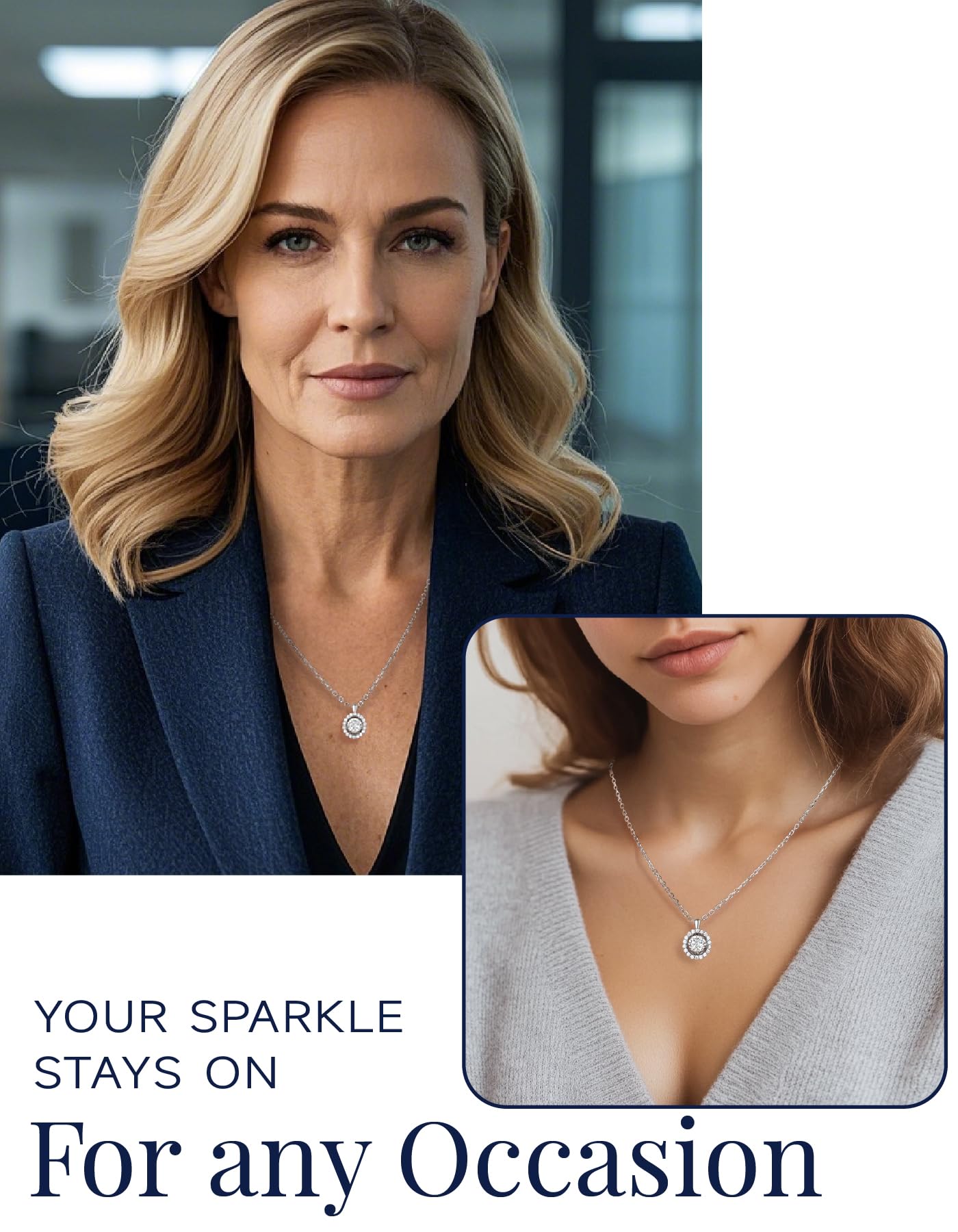 MomentWish Dancing Moissanite Necklaces for Women 1Carat D Color VVS1 Moissanite Silver Pendant Necklaces 925 Sterling Silver Floating Diamond Pendant for Daily Wear