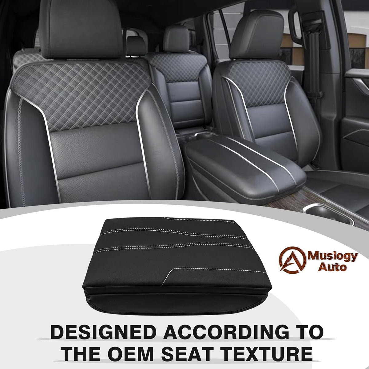 Muslogy Center Console Cover 1-Inch Extra Thick Armrest Pad Compatible with 2024 2025 GMC Acadia & Chevy Traverse&2025 Buick Enclave Arm Rest Cushion Padding Anti-Scratch Console Leather Lid Protector