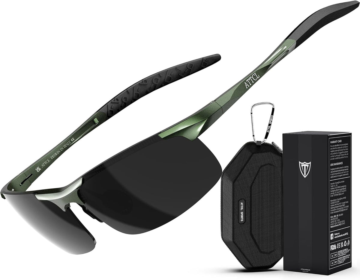 ATTCL Men's Sports Polarized Sunglasses Men for Driving running Fishing Golf - UV Protection Sun glasses Metal Frame
