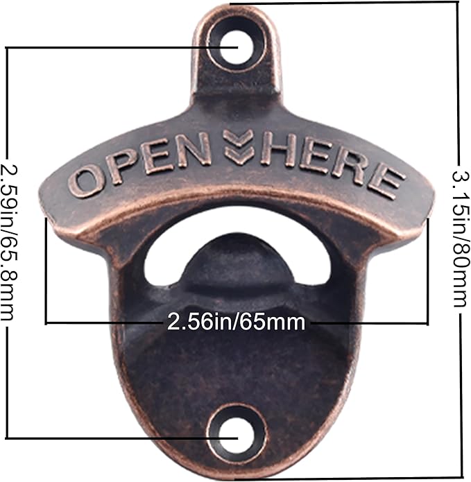 Old Style Wall Mounted Bottle Opener, Antique Copper Outdoor Beer Top Opener Wall Mounted Bottle Cap Opener for Beer Lovers Gifts (Pack of 5)
