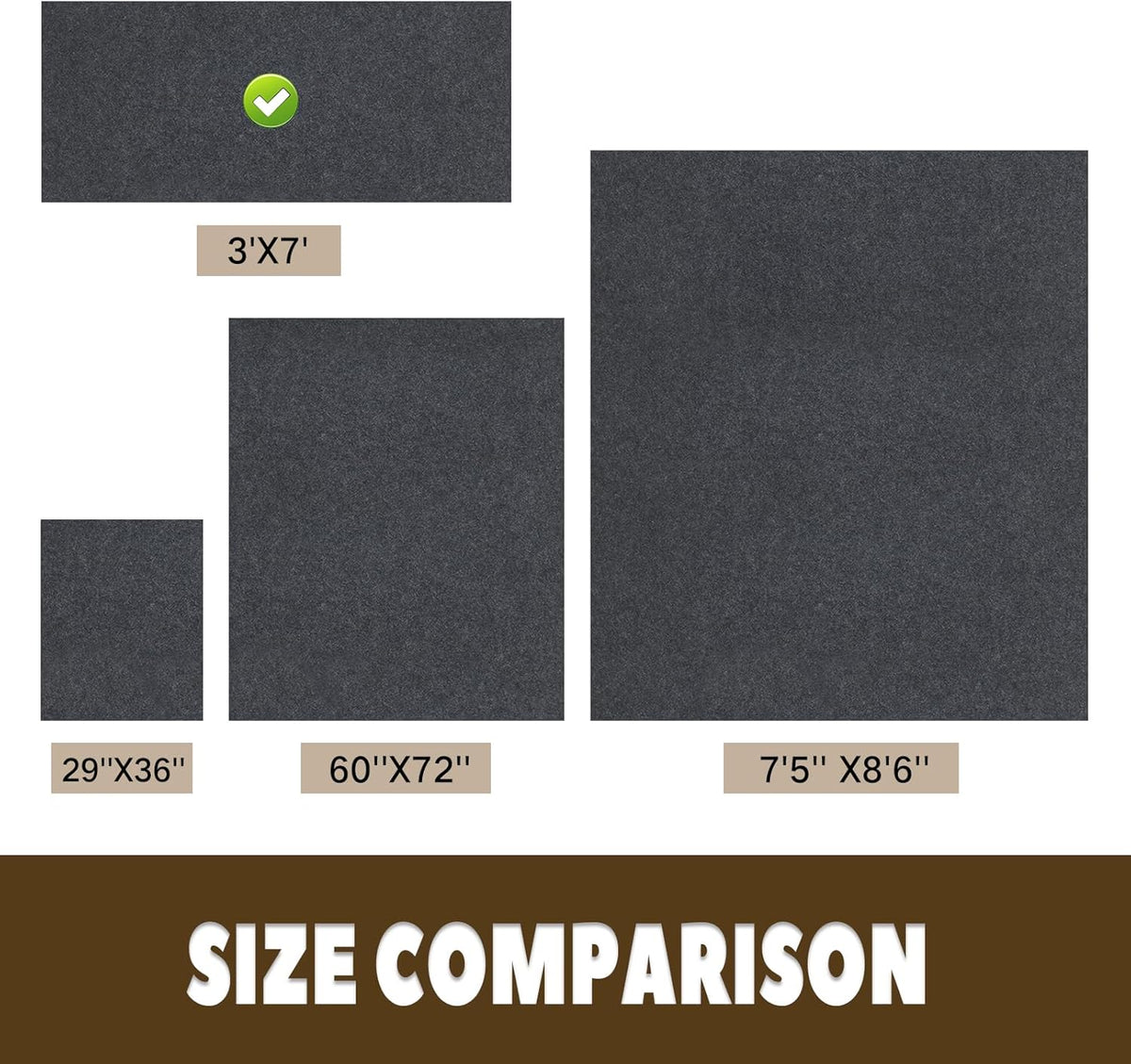 Oil Spill Mat, 3' x 7', Garage Floor Mat Under Car, Waterproof/Durable/Non-Slip TPR Backing, Reusable Absorbent Pad, Charcoal