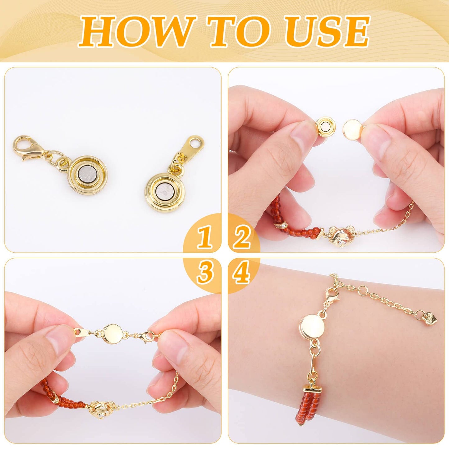 Paxcoo 15Pcs Locking Magnetic Jewelry Clasps and Closures, Necklace Extender and Helper for Necklaces, Bracelets and Jewelry
