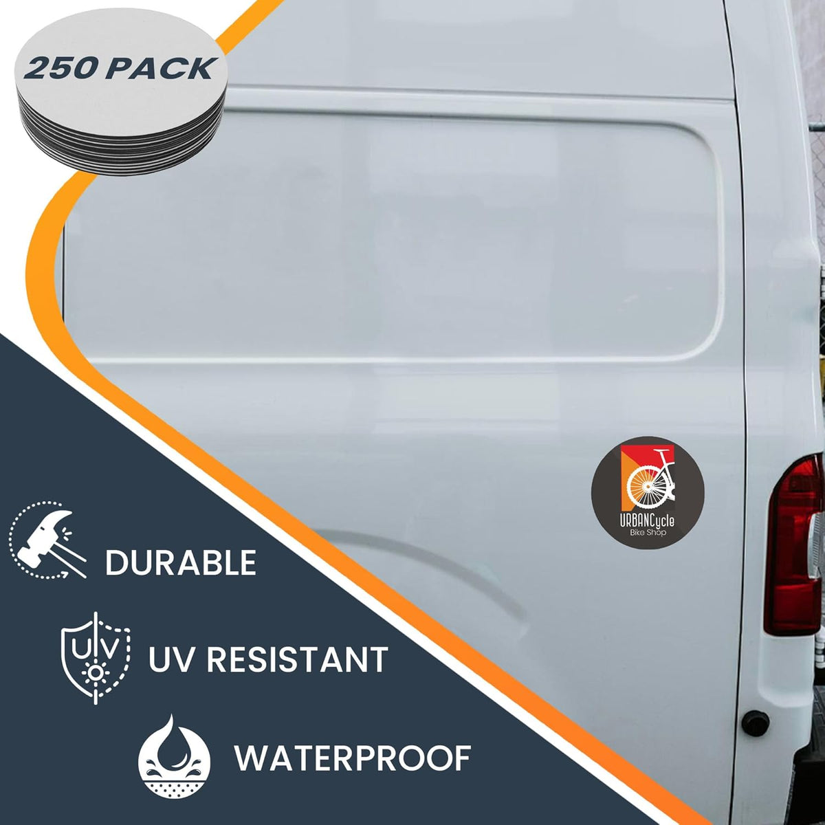 Magnet Me Up Customizable 30 Mil Round Magnet- 5”, 250 PK Weatherproof Car Magnet for Businesses, Sports Teams, Fundraiser, Personal Expression- Custom Text & Logo- Strong Magnetic Vinyl for Vehicles