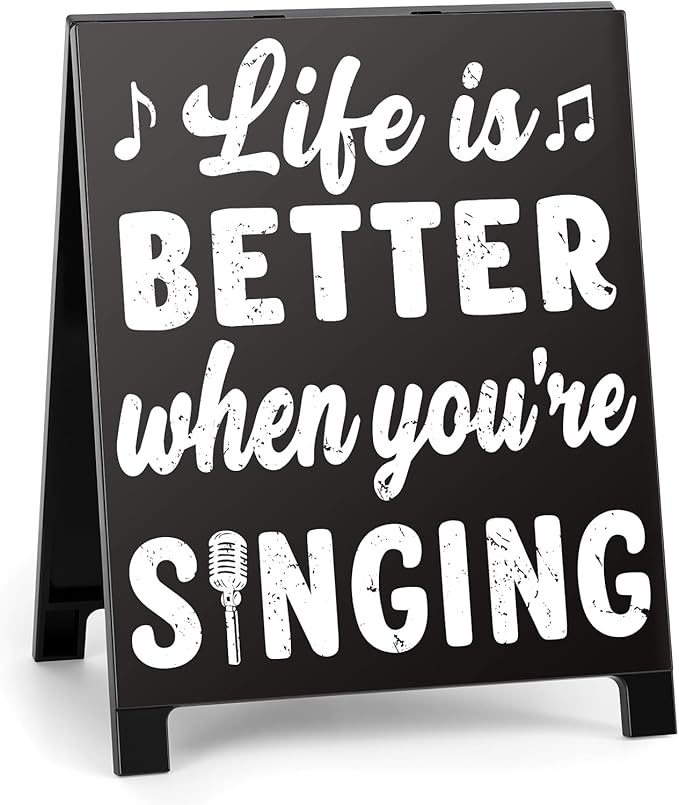 Life Is Better When You're Singing Music Desk Sign for Home Office Workspace Cute Music Decor Room Decorations Accessories for Women