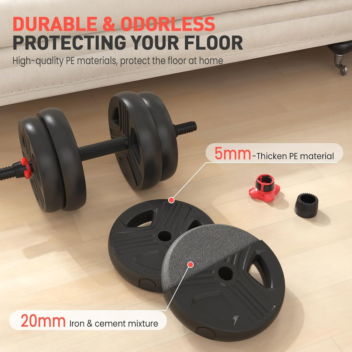 Adjustable Dumbbells, 20/30/40/55/60/70/80/90lbs Free Weight Set with Connector, 2 or 3 in 1 Dumbbells Used as Barbell, Kettlebells, Fitness Exercises for Home Gym Suitable for Men/Women