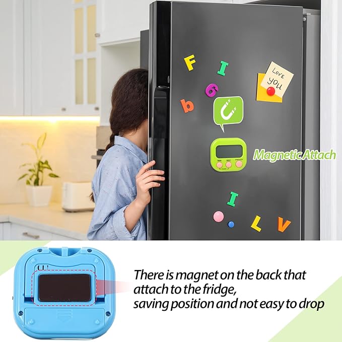 Weewooday 24 Pcs Digital Kitchen Timer Magnetic Timer Bulk On/Off Switch Minute Second Count up Countdown Loud Alarm for Exercise Cook Baking (Blue,Green)