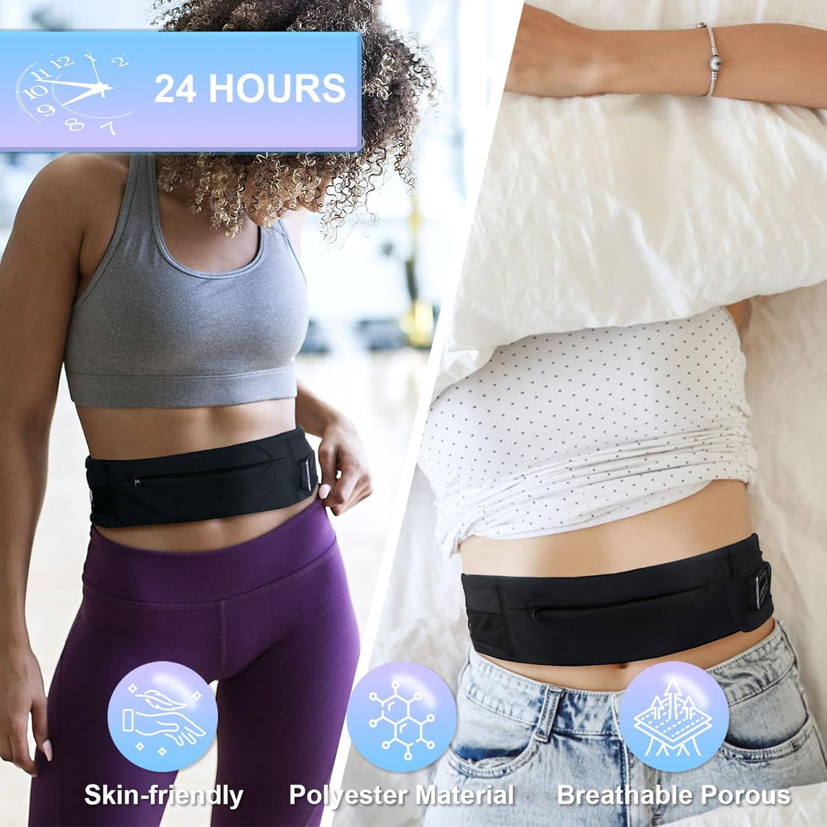 Diabetic Pump Belt Holder, Diabetes Insulin Pump Belt with Cuttable Size, Diabete Waist Running Belt for Men & Women (M:24"-38")