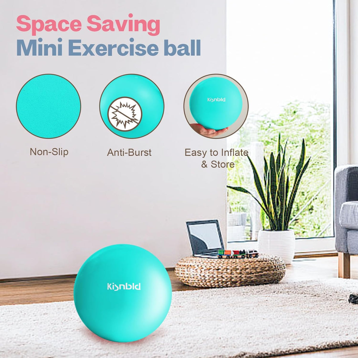 Small Exercise Ball, 9 Inch Mini Pilates Ball, Anti Burst and Slip Resistant Mini Yoga Ball for Stability, Fitness, Physical Therapy, Stretching & Core Strength Workout at Home Gym & Office