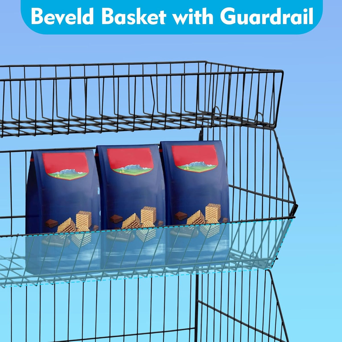 Retail Display Rack 5-Tier Market Merchandise Display Shelf Fruit Storage Shelf Vegetable Snack Basket Retail Store Supplies with Wheels for Home Store Market (18" D X 19" W X 55" H- Black)