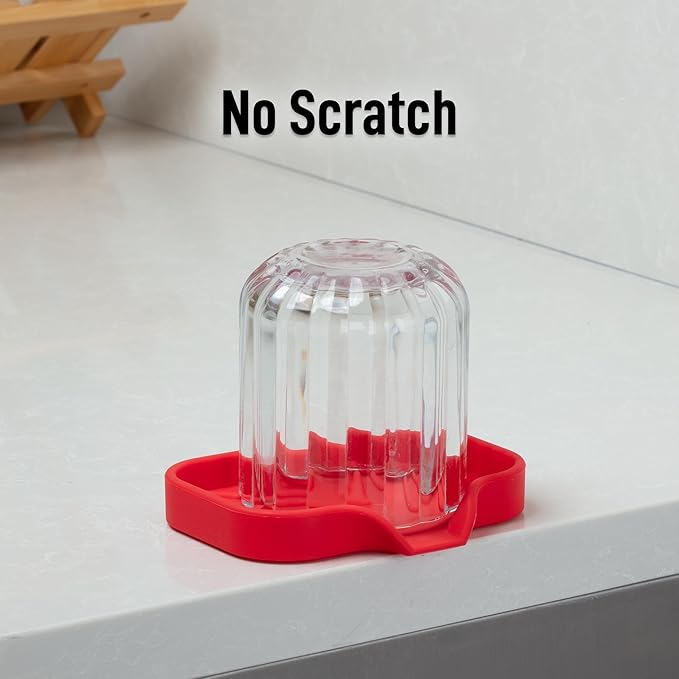 Zulay Kitchen Small Silicone Sponge Holder (4.9x3.3”) – Space-Saving Sink Organizer Tray for Sponge, Soap, Brush & More – Compact Non-Slip Dish for Kitchen & Bathroom (Red)