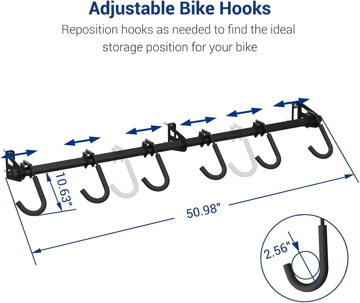 FLEXIMOUNTS 6 Bike Storage Rack, Heavy Duty Wall Mount Hanger for Home & Garage, Holds Up to 300lbs