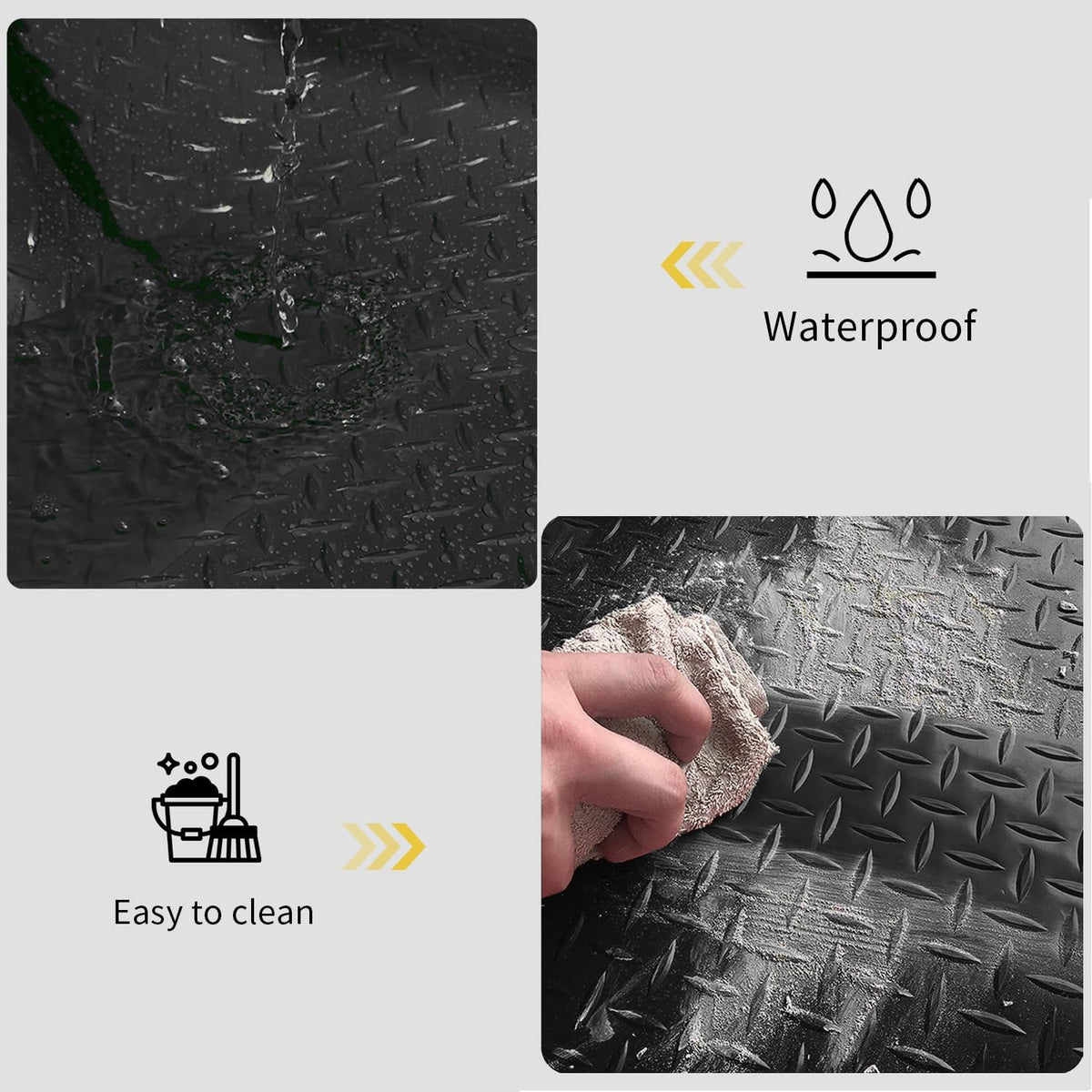 Premium Garage Floor Mat, Commercial Grade Heavy Duty Parking Mat for Garage Floor, Golf Cart Parking, Water/Stain Resistant Floor Runner (Black Diamond, 2 Rolls x 4 x 13 Feet)