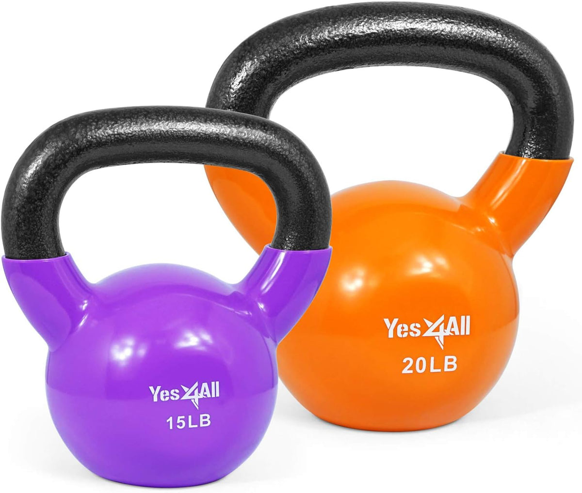 Yes4All Kettlebell Set Vinyl Coated Weights Combo for Full Body Workout Equipment Push up, Grip Strength Training, Dumbbell Weights Exercises