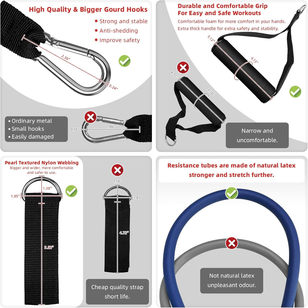 Aihoye Resistance Bands for Working Out, Exercise Bands with Handles, Stretch Bands for Exercise, Workout Bands with Door Anchors for Physical Therapy & Strength Training