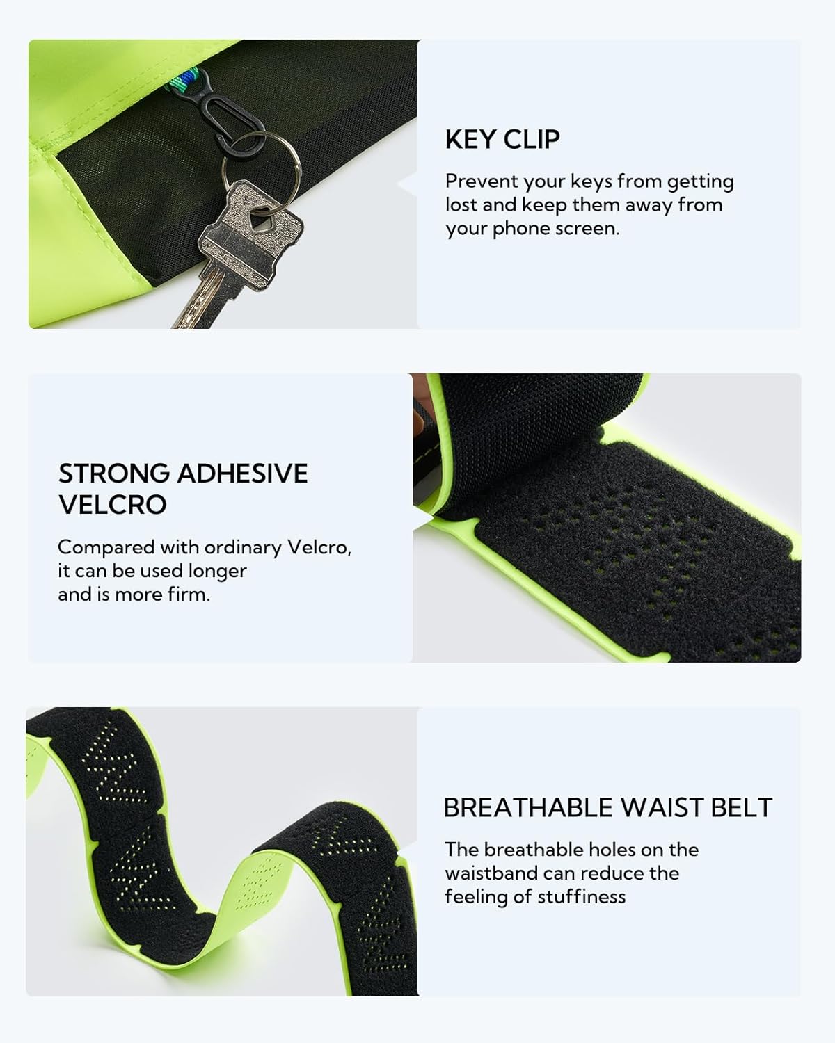 WATERFLY Running Belt Fanny Pack: Slim Waist Bag for Men Women, Workout Fitness Phone Holder for Exercise Marathon Jogging-Fluorescent Green