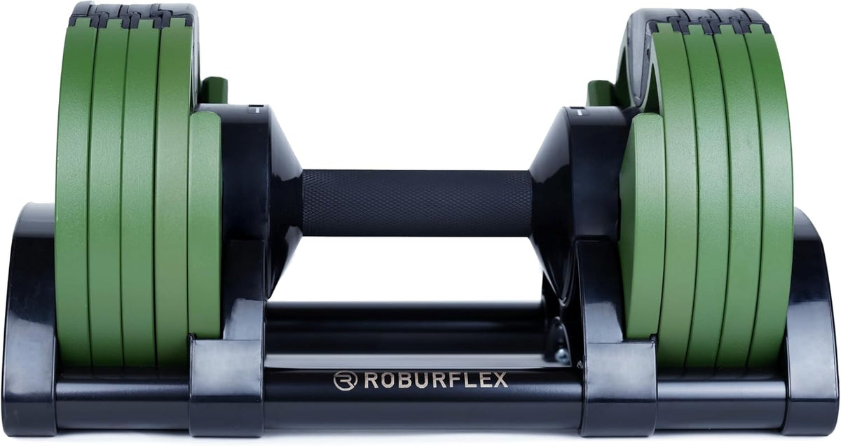 Adjustable Dumbbell (Single) by ROBURFLEX for Workout Strength Training Fitness Home Gym