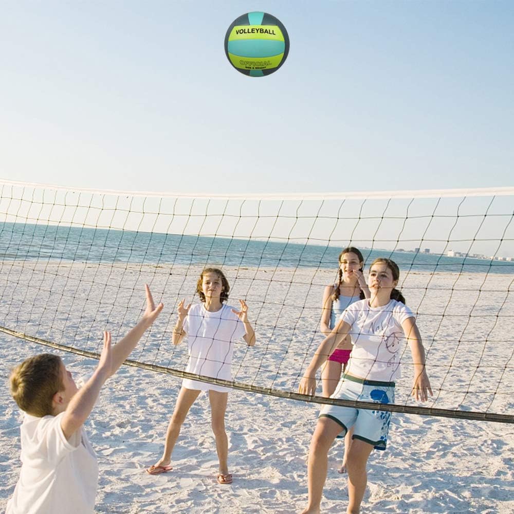 Volleyball Size 5 PU Leather Soft Indoor Outdoor Volleyballs Sports Training Game Play Ball for Beginner, Teenager, Adult, 8.2