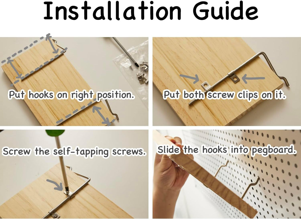 Shelves for PegBoard, Pine Wooden Pegboard Shelf Wall Organizer, Wooden Board for Walls Home, Garage Tool Storage, Office Organization, Kitchen, Craft Room,1 Pack