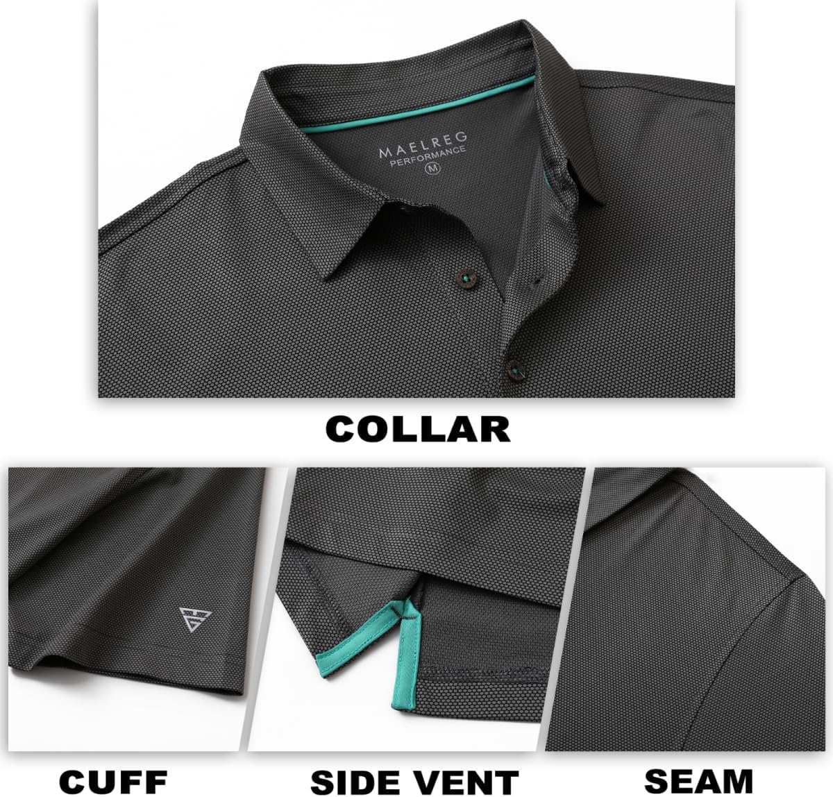 M MAELREG Golf Shirts for Men Dry fit Sports Jacquard Lightweight Performance Texture Short Sleeve Collared Polo Shirts