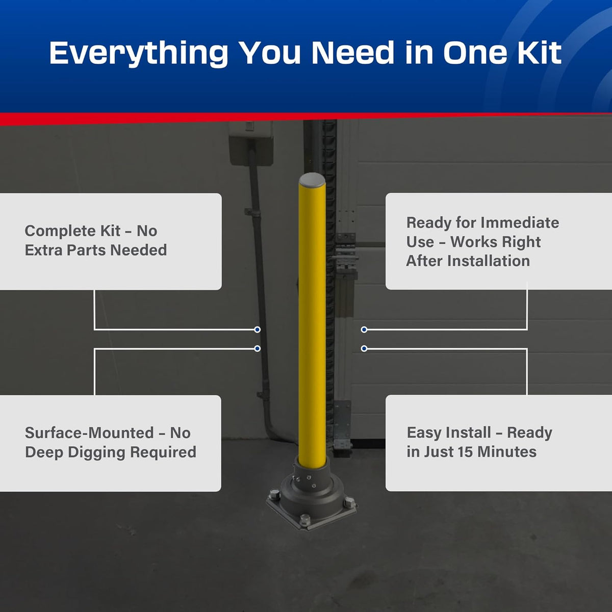 Impact Recovery - SlowStop Steel Rebounding Bollard - Metal Post - Safety Bollard - Made in the USA - 3" x 42"