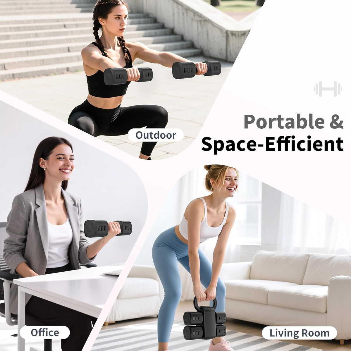2-in-1 Adjustable Dumbbells Set, 4 Levels Weight Dumbbells Set for Women Men, Each 2.2/3.3/4.4/5.5lb Hand Weights with Kettlebell Form for Home Gym Exercise Training