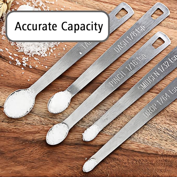 5PCS 1/16 Teaspoon(1/16tsp, 0.31ml, Pinch) Single Tiny Measuring Spoon, Small Individual Stainless Steel Measure Spoons Only