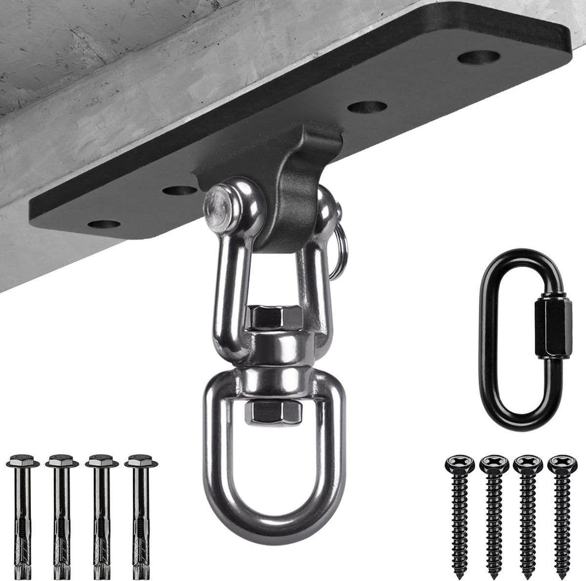 Heavy Bag Hanger, Punching Bag Ceiling Mount Hanger, 360° Rotation Hook for Boxing, MMA, Aerial Yoga, Hammock, and More, 600 LB Capacity
