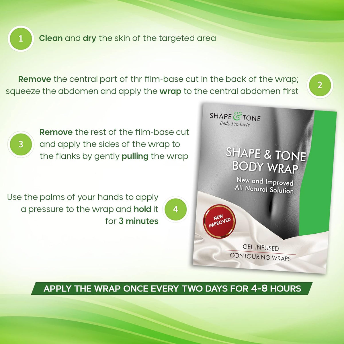 Contouring Moisturizing Body Wrap. New improved all natural cellulite solution (5 WRAPS)