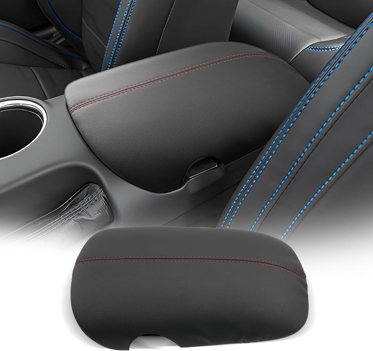 CDEFG for Ford Mustang 2024-2025 Center Console Cover Armrest Box Cover for Mustang 2024 2025 Accessories Console Arm Rest Protector Red Line