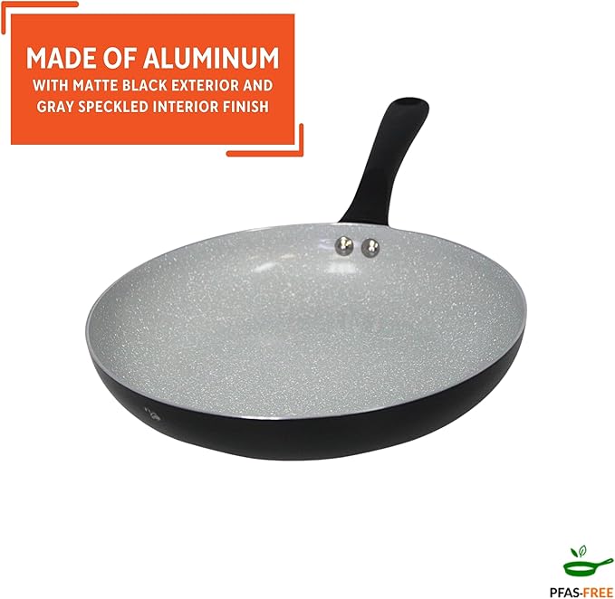 IMUSA 12" Premier Ceramic Nonstick Fry Pan with Cool Touch Handle, Matte Black