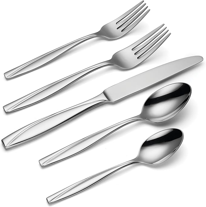 Oneida Camlynn Mirror 45 Piece Casual Flatware Set, 18/0 Stainless, Service for 8,Silver (Pack of 3)