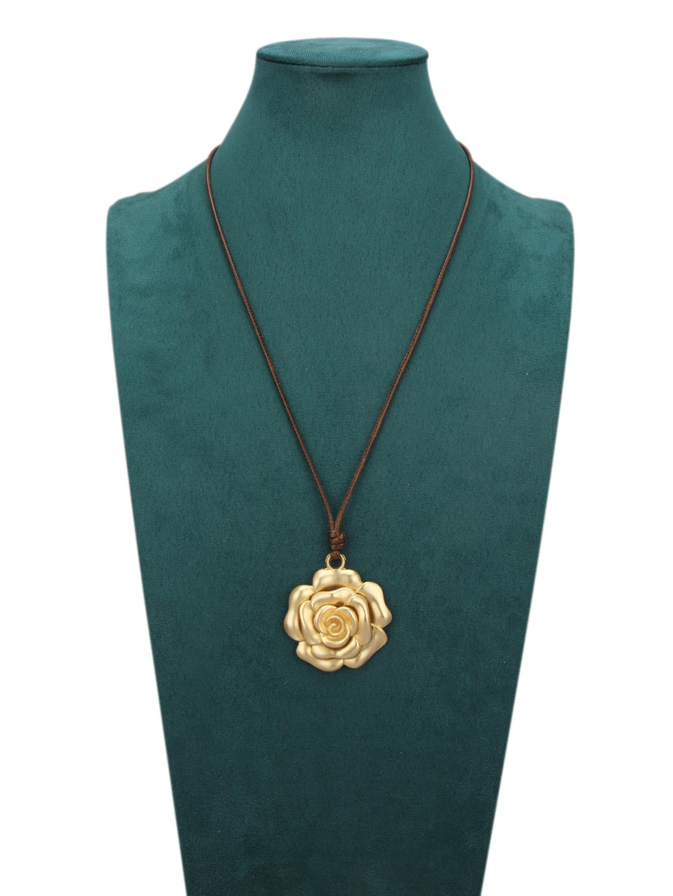 joymiao Chunky Boho Necklaces for Women Vintage Necklace with Large Gold Rose Pendant Chunky Necklaces Vintage Jewelry