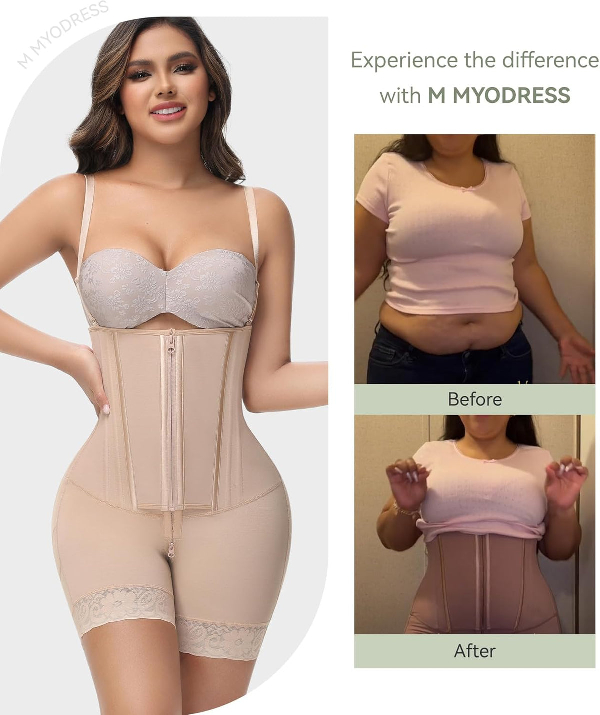 M MYODRESS Fajas Colombianas Moldeadoras Shapewear for Women Tummy Control Body Shaper Post Surgery Compression Garment