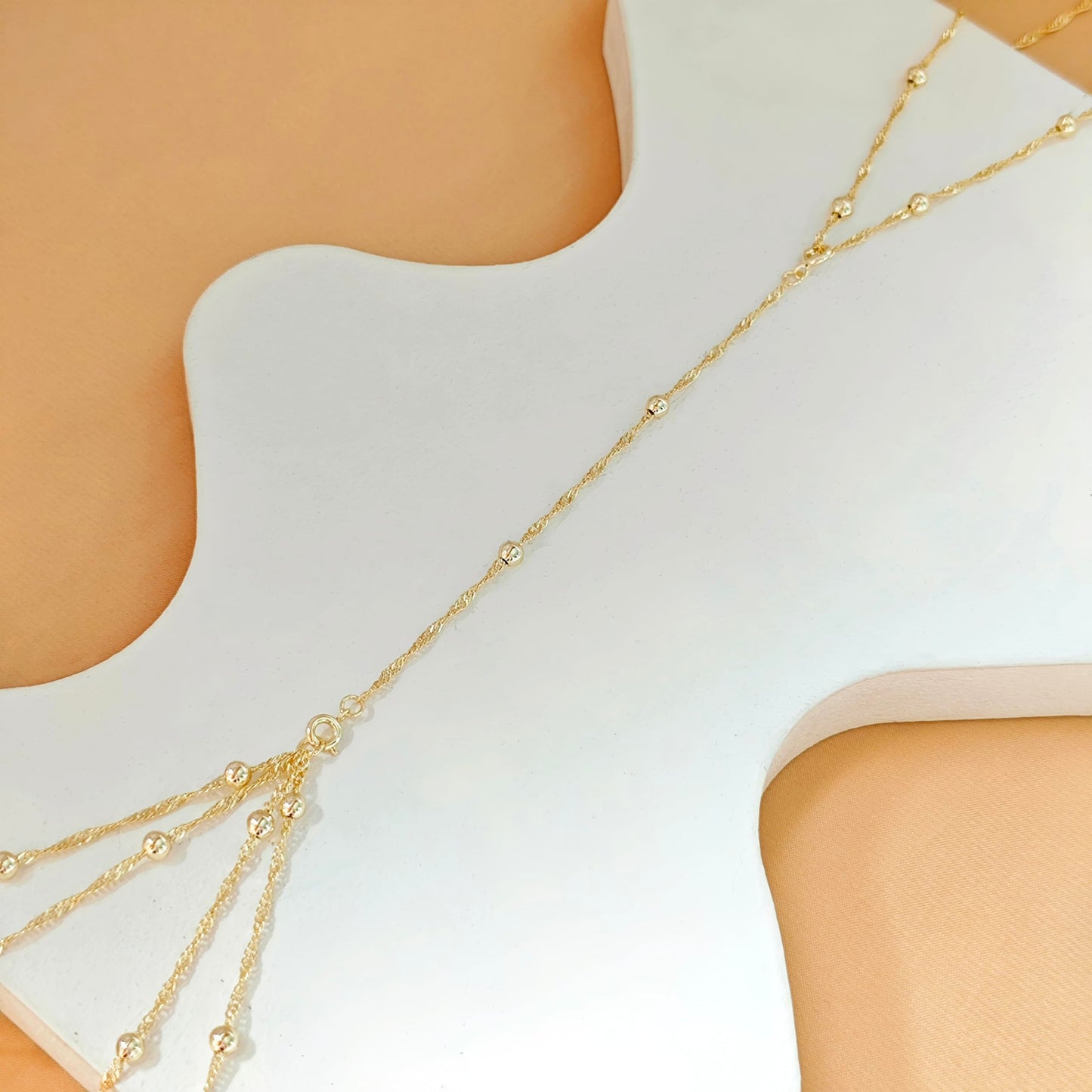 HERIER 14K Gold Plated Body Chain for Women Layered Beads Chain Adjustable Sexy Beach Body Jewelry Belly Waist Chain Jewelry for Women Gifts