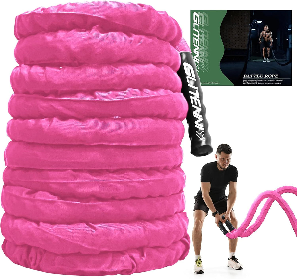 Battle Ropes Pink Workout Rope 1.5inch Battle Ropes for Home Gym 30ft Exercise Ropes for Working Out Heavy Ropes for Exercise Training Weighted Rope Weighted Workout Rope Battle Rope