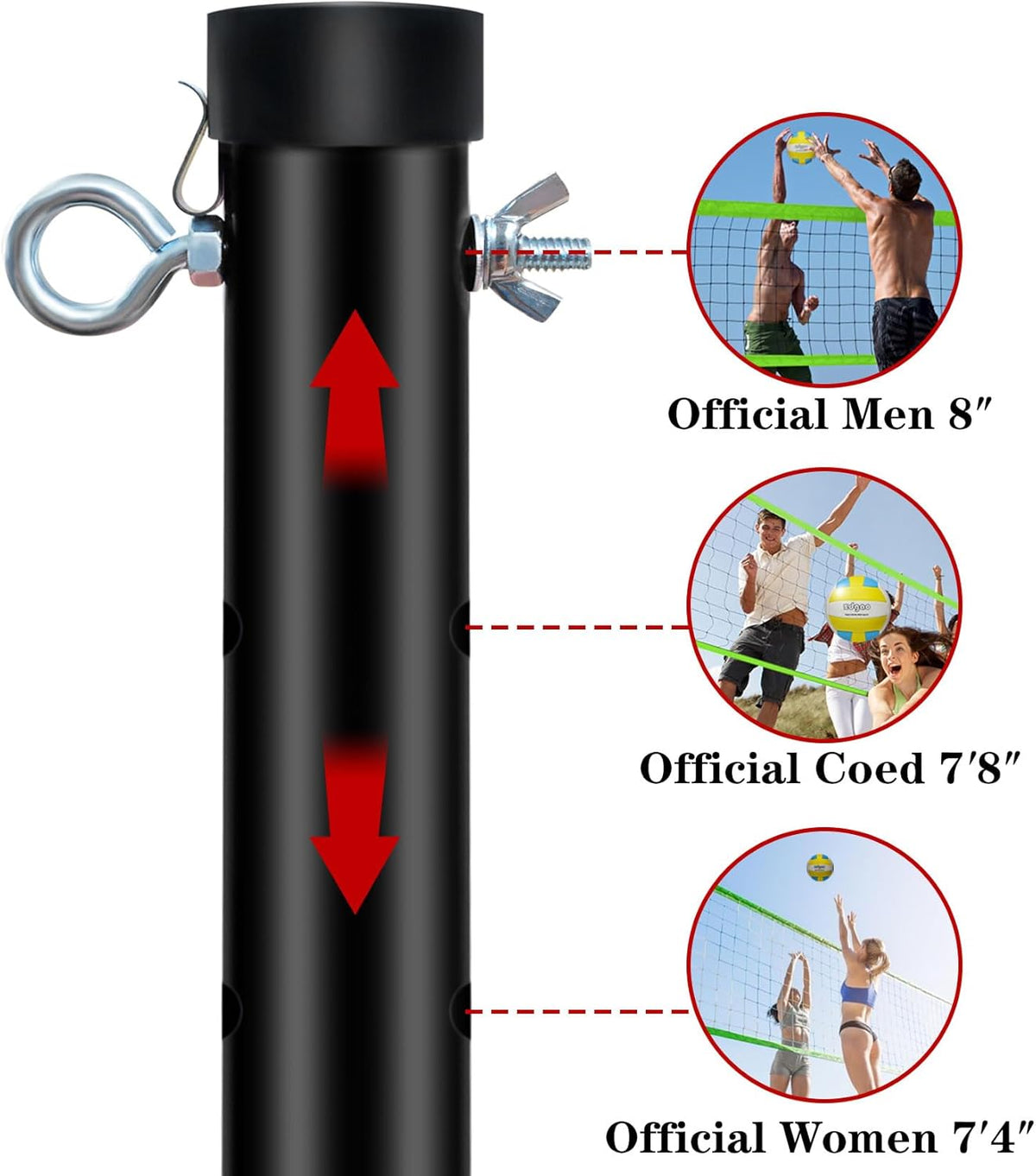 Volleyball Net Outdoor - Portable Volleyball Set for Backyard with Professional Volleyball Net, Wrap Yarn Volleyball and Pump, Boundary Line, Carry Bag