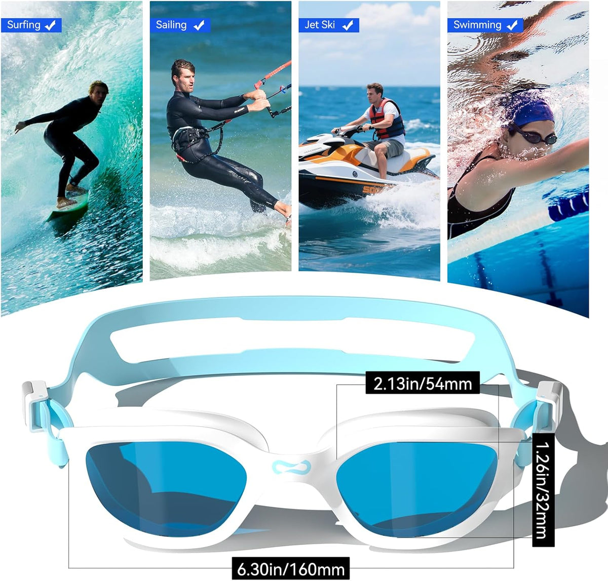 COPOZZ Swim Goggles Adult Women, Swimming Goggles for Women & Men, Anti-Fog No Leaking UV Protection for Adult
